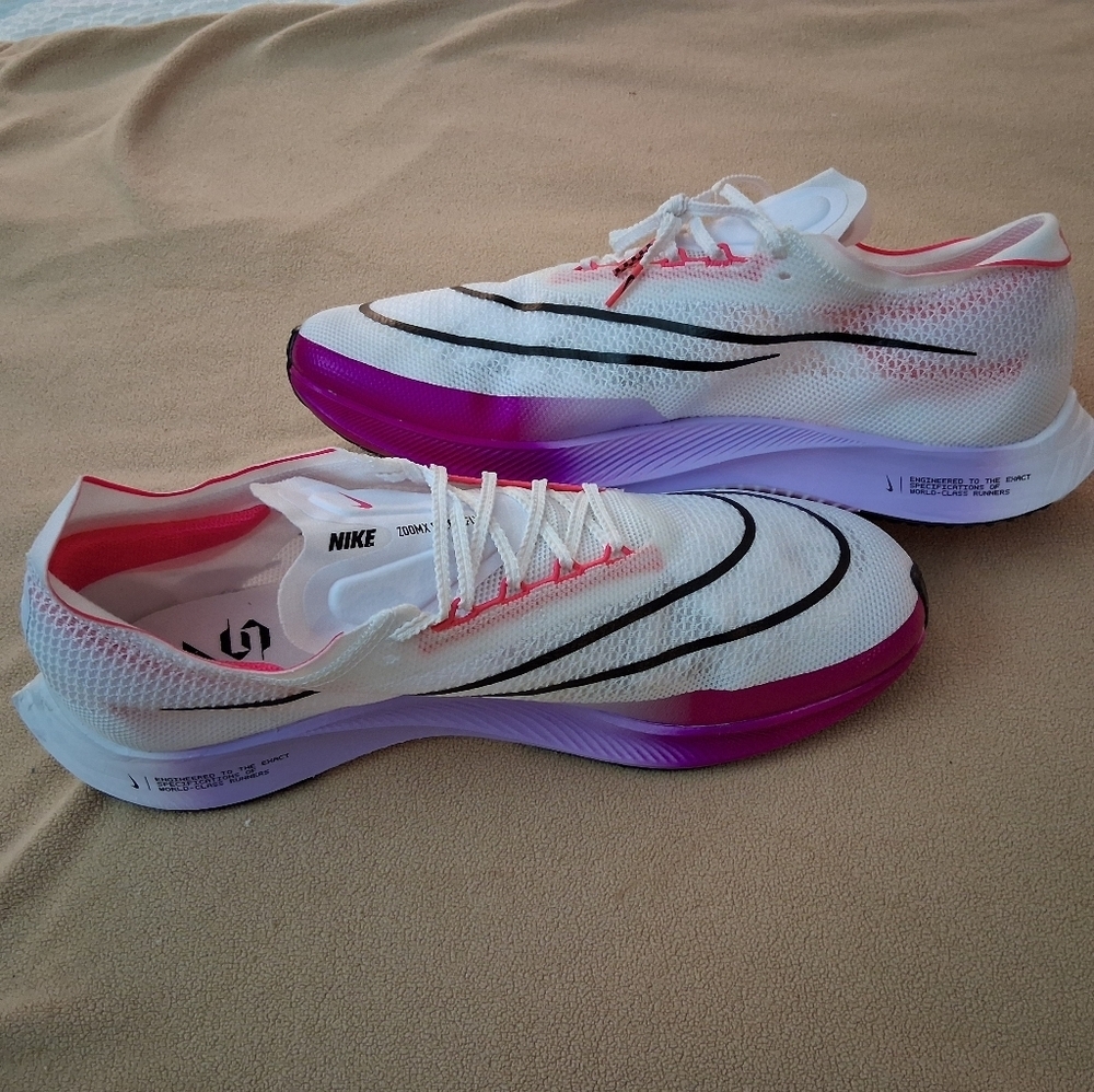 Nike ZoomX Streakfly White and Purple Athletic Running Shoes